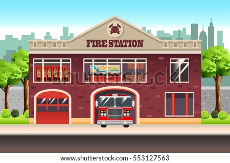 A vector illustration of Fire Station Stockfoto © 