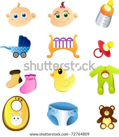 A Vector Illustration Of A Set Of Baby Items - 72764809 : Shutterstock