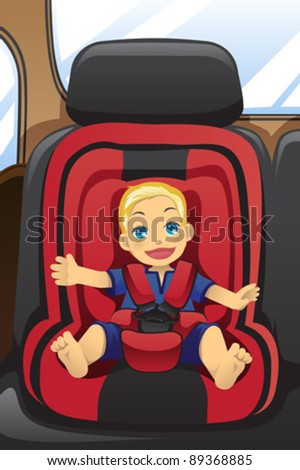 A Vector Illustration Of A Boy Girl Sitting On A Car Seat Wearing Seat ...