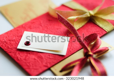Beautiful gift with free space in red and gold color