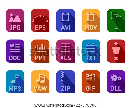 Professional document icon set, all at the same size, suitible for using in web ui and presentations.