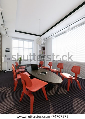 the computer generated image of the modern conference room
