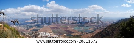 Israel landscape panorama , scenic view on golan heights near Syria border