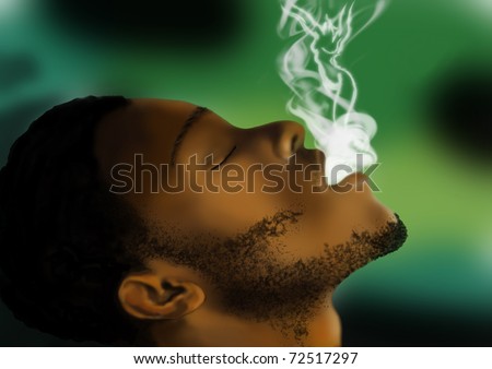 Similar – Image, Stock Photo Adult man smoking cannabis joint