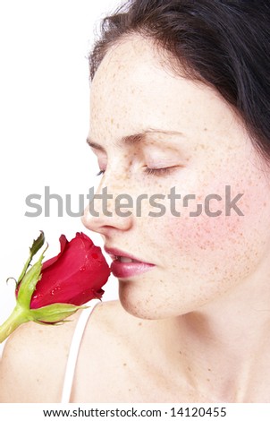 Image result for lady with her nose in a rose