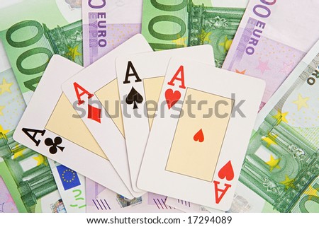 Poker of four aces. Win a lot of money