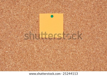 Cork noticeboard with a color note a over white background