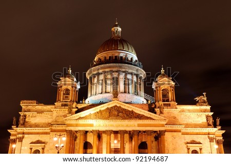Saint Isaac\'s Cathedral in Saint Petersburg by night