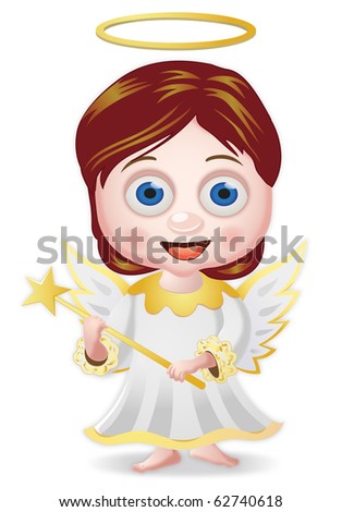 Christmas Angel With Halo And Star Wand Stock Photo 62740618 : Shutterstock