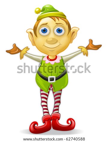 Happy Christmas Elf Cartoon Character Stock Photo 62740588 : Shutterstock