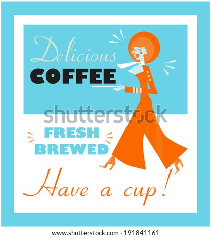 Vintage Food & Drink Poster Print Coffee Vintage sign - Fresh Brewed Coffee clean sign