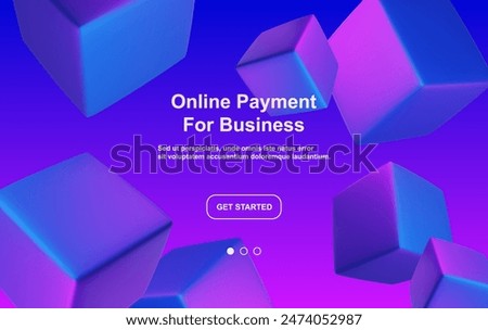 Abstract poster, brochure, flyer design background with blue and purple cubes