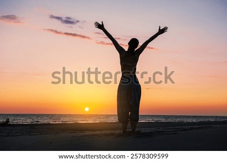 Similar – Image, Stock Photo Desert landscape against sea in nature