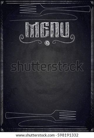 Menu of restaurant on black chalkboard background. Vector illustration