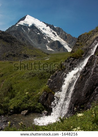 Glacier and Waterfall
