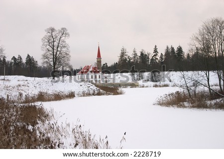 Winter castle and river
