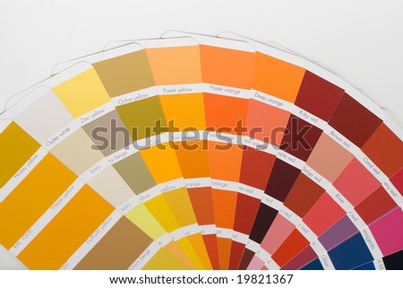 Abstract background of color swatches, color guides, close up.