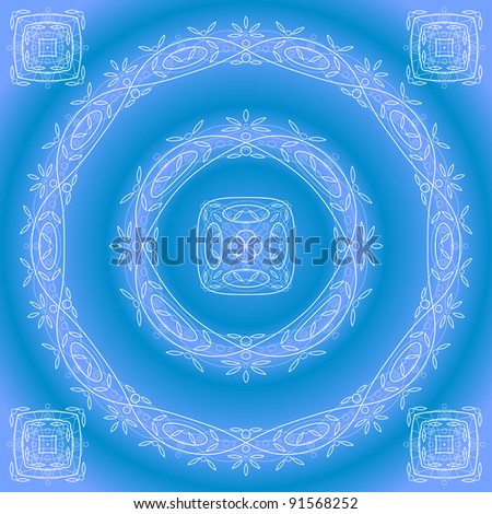 Abstract pattern background frame, white on blue, set