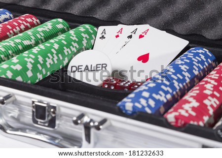Poker case with cards and chips