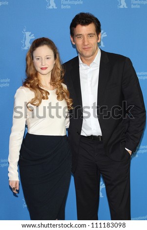 BERLIN - FEBRUARY 12: Andrea Riseborough and Clive Owen attend the \'Shadow Dancer\' Photocall at the 62nd Berlin International Film Festival at the Grand Hyatt on February 12, 2012 in Berlin, Germany.