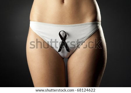 Female hips. Lingerie with mourning ribbon. Venereal diseases