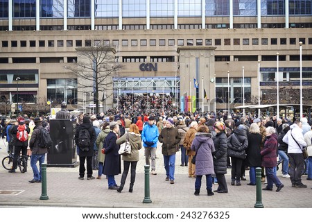 BRUSSELS, BELGIUM -JANUARY 11: The Brussels event against terrorism and support for freedom of expression after the attacks against the magazine Charlie hebdo in Brussels, the 11 january 2015
