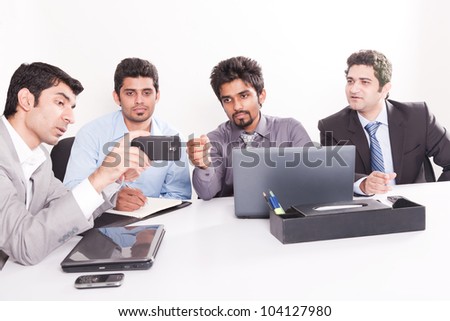 young business team in office meeting, young multiracial businessmen in official meeting