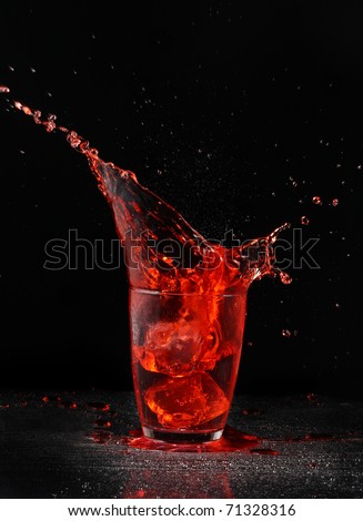 juice splashing out of a glass.