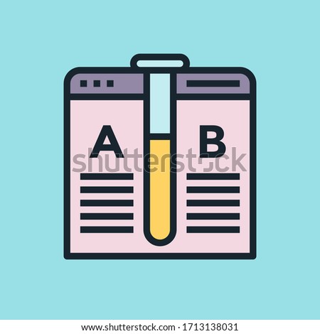 A/B Testing. Digital marketing concept illustration, flat design linear style banner. Usage for e-mail newsletters, headers, blog posts, print and more. Vector