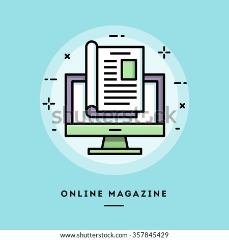 Online magazine, flat design thin line banner, usage for e-mail newsletters, web banners, headers, blog posts, print and more