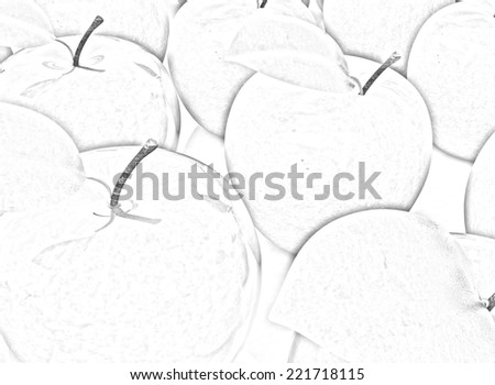 apples on a white background. Pencil drawing