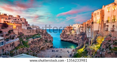 Similar – Image, Stock Photo Amazing scenery of sea in evening