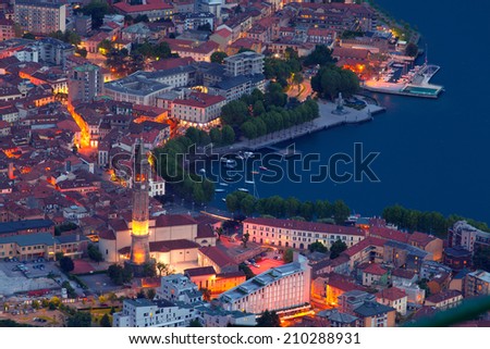 Night view of the city Lecoo. Italy, Europe.