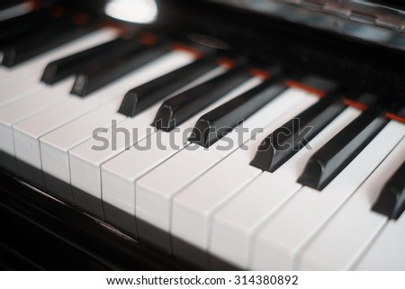 close-up of piano keys. close frontal view
