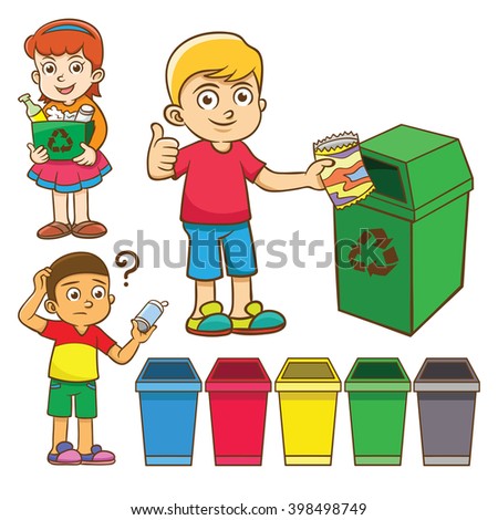 The Child Waste Separation For Recycle. Eps10 File Simple Technique No ...