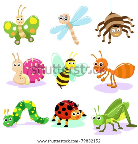 Insect Cartoon Set Stock Vector Illustration 79832152 : Shutterstock