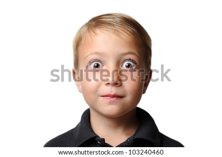 Young Boy With Surprised Look. Young Boy With Very Large Eyes Appearing ...