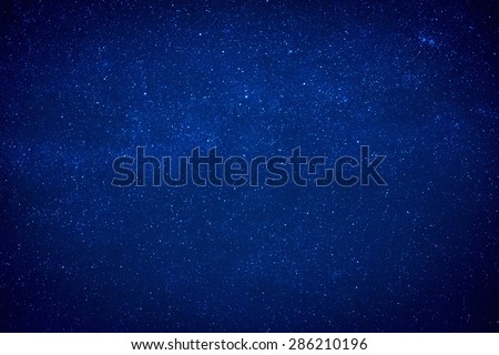 Blue dark night sky with many stars. Milky way like space background