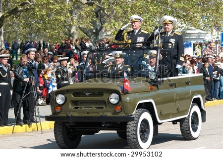 SEVASTOPOL, UKRAINE - MAY 9: Parade commander at Russian veteran\'s parade May 9, 2009 in Sevastopol, Ukraine.