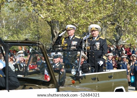 SEVASTOPOL, UKRAINE - MAY 9:  Parade commander. Russian veteran\'s parade May 9, 2010 in Sevastopol, Ukraine.