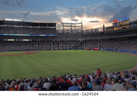 Turner Field at night, with capacity crowd