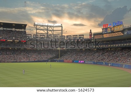 Turner Field, the home of the Atlanta Braves, seen during a sunset