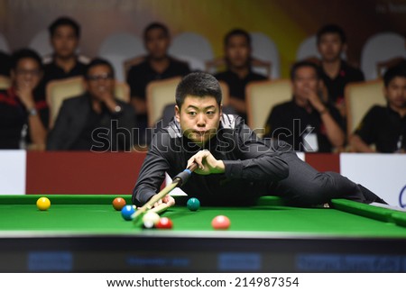 Bangkok, Thailand - SEP 4:Liang Wenbo of China in action during Sangsom Six-red World Championship 2014 at Montien Riverside Hotel on September 4, 2014 in Bangkok, Thailand.