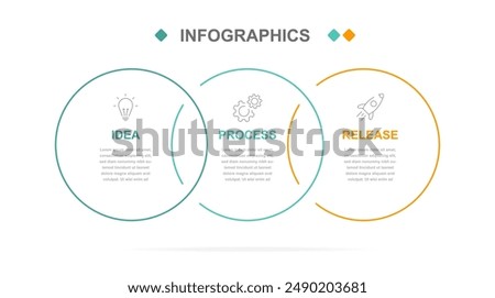 Business infographics. Infographics with 3 steps or options. A thin linear infographic with circle template for a presentation or website. Timeline of processes