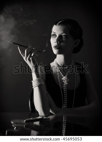 Stylized Retro Portrait With Cigarette Stock Photo 45695053 : Shutterstock