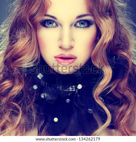 Fashion girl portrait.Accessorys.Red hairs.