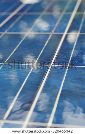 Water on Solar cell ,solar power photovoltaic panel as green and renewable electric energy
