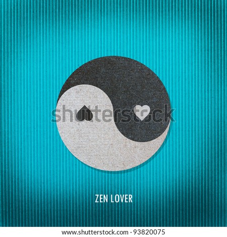 Zen lover logo paper craft on blue  background