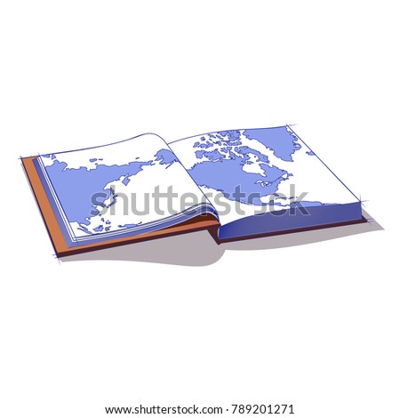 Travel map book or atlas open to & showing the Pacific Northwast asia &  north americ the pacific ocean space & relateed land masses & the atlanti ocean