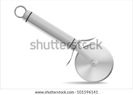 Stainless steel pizza cutter.